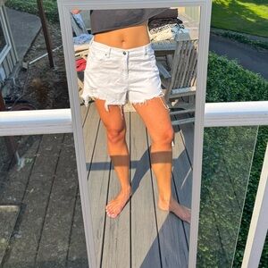 Cutoff white denim shorts